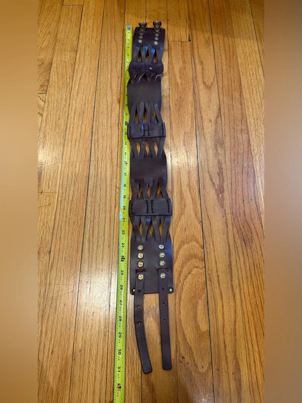 Lucky Penny Anthropologie Brown Leather Belt Braided Women’s Size S